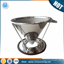 Amazon popular stainless steel reusable cone coffee dripper and brewer with clever double layer fine mesh